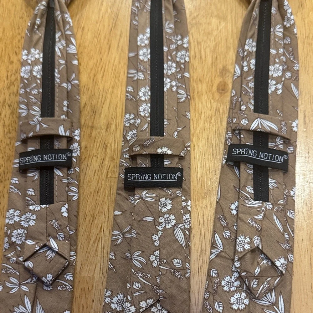 Floral Patterned Tan Ties